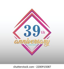 Logotipo de celebración de 39 años. Colección del logo del 39 aniversario. Conjunto de plantillas de diseño de aniversario. Vector e ilustración.
