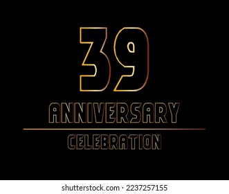 39 years anniversary celebration logotype. anniversary logo with golden color isolated on black background