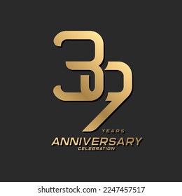 39 years anniversary celebration logotype with modern elegant number