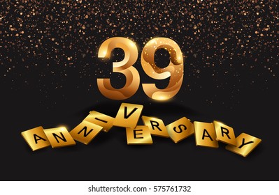 39 years anniversary celebration. Poster or brochure template. Vector illustration.