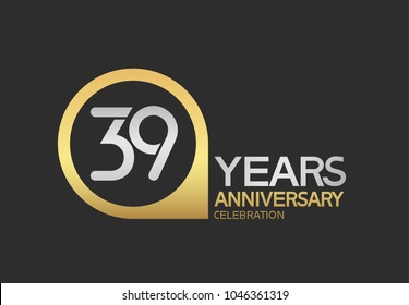 39 years anniversary celebration simple design with golden circle and silver color combination 