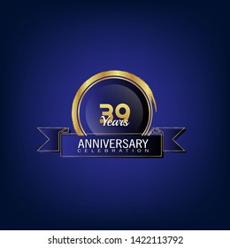 39 years anniversary celebration simple logo. gold emblem.