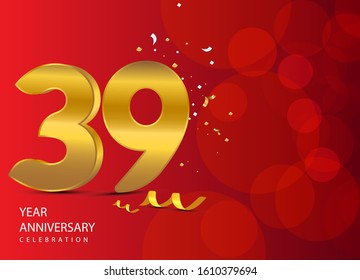 39 Years Anniversary Celebration Vector Template Design Illustration