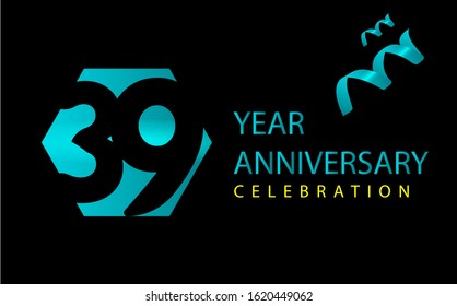 39 Years Anniversary Celebration Vector Template Design Illustration