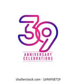 39 Years Anniversary Celebration Vector Template Design Illustration