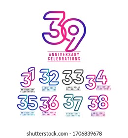 39 Years Anniversary Celebration Vector Template Design Illustration