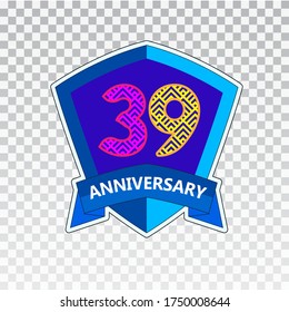 Ilustración de diseño de plantillas de vectores de celebración de 39 años