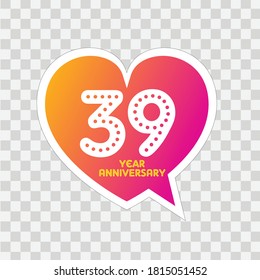 39 Years Anniversary Celebration Vector Template Design Illustration