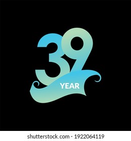 39 Years Anniversary Celebration Vector Template Design Illustration