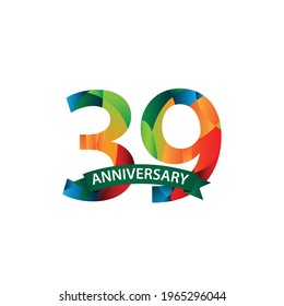 Ilustración de diseño de plantillas de vectores de celebración de 39 años