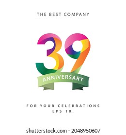 39 Years Anniversary Celebration Vector Template Design Illustration