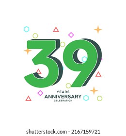 39-jährige Jubiläumsfeier Vector Template Design Illustration