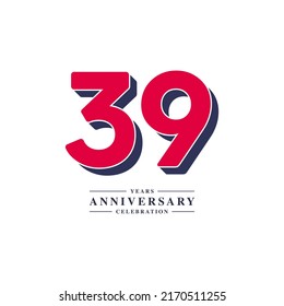 39 Years Anniversary Celebration Vector Template Design Illustration