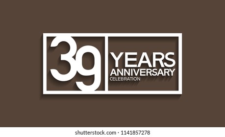 39 years anniversary celebration white square style isolated on brown background