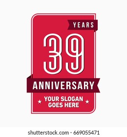 39 years anniversary design template. Vector and illustration.