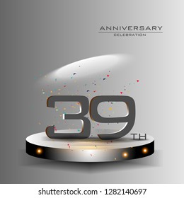 39 years anniversary design vector templates and illustrations, concepts in the future by giving a sci fi feel effect