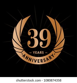 39 years anniversary. Elegant anniversary design. 39 years logo.