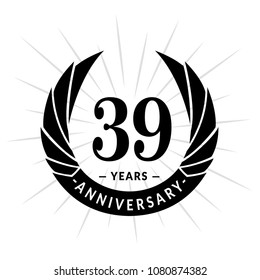 39 years anniversary. Elegant anniversary design. 39 years logo.