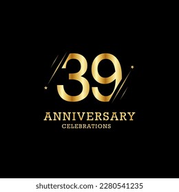 39 years anniversary with gold line and stars