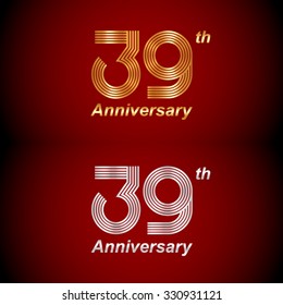 39 years anniversary Gold and Silver Template logo