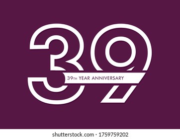 Vector de imágenes de 39 años, logotipo de celebración de 39 años 
