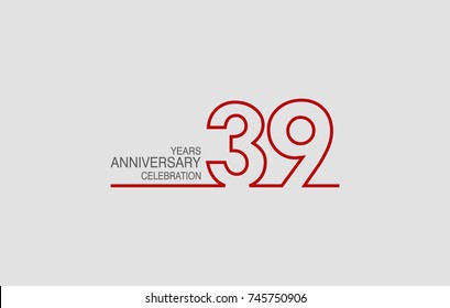 39 years anniversary linked logotype with red color isolated on white background for company celebration event