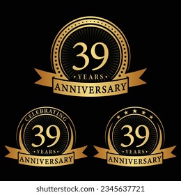 39 years anniversary logo collections. Set of 39th Anniversary logotype template. Vector and illustration.