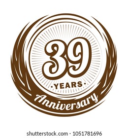 39 years anniversary. Anniversary logo design. 39 years logo.