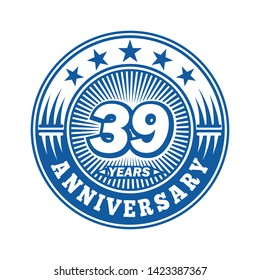 39 years anniversary. Anniversary logo design. Vector and illustration.