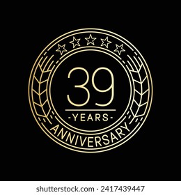 39 years anniversary logo template. 39th line art vector and illustration.