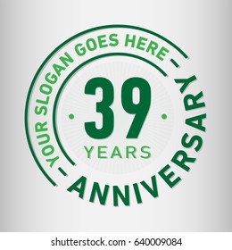 39 years anniversary logo template. Vector and illustration.