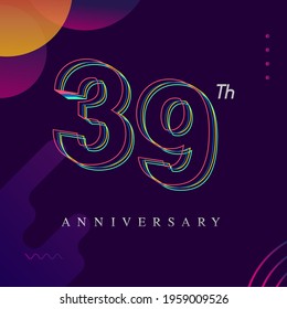39 years anniversary logo, vector design birthday celebration with colorful geometric background and circles shape.