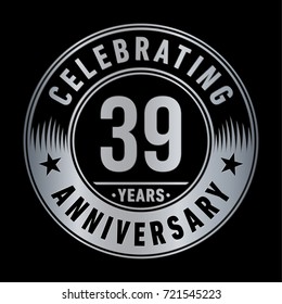39 years anniversary logo. Vector and illustration.