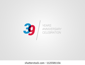 39 Years Anniversary logotype blend colorful font number isolated on white background