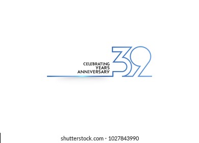 39 Years Anniversary logotype with blue colored font numbers made of one connected line, isolated on white background for company celebration event, birthday