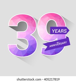 39 Years Anniversary with Low Poly Design