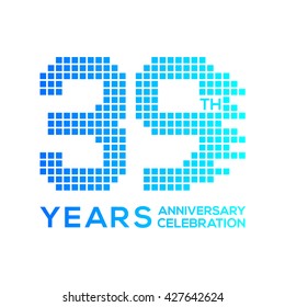 39 years anniversary with a pixels digital,technology logo