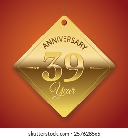 39 Years Anniversary poster / template/ tag design Vector
