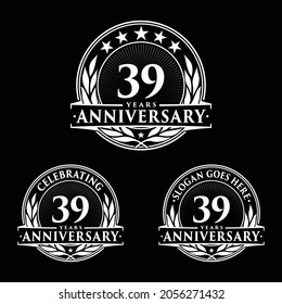 39 years anniversary set. 39th celebration logo collection. Vector and illustration. 