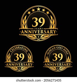 39 years anniversary set. 39th celebration logo collection. Vector and illustration. 