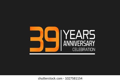 39 years anniversary simple design celebration with orange color and white isolated on black background