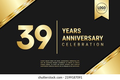 39 Jahre Jubiläumsvorlagendesign. Goldene Jubiläumsfeier, Vektorgrafik.