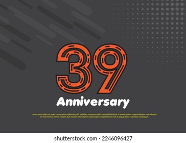 39 Years Anniversary Vector Template Design Illustration