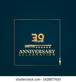 39 years birthday celebration logo. golden 39th anniversary logo.designed for celebration card, greeting card and invitation card.