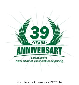 39 years design template. Anniversary vector and illustration template.
