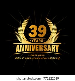 39 years design template. Anniversary vector and illustration template.