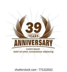 39 years design template. Anniversary vector and illustration template.