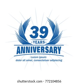 39 years design template. Anniversary vector and illustration template.