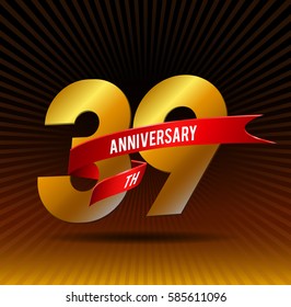 39 years gold anniversary celebration logotype 