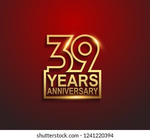 39 years golden anniversary line style isolated on red background for celebration